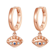 Load image into Gallery viewer, Eye Shaped Evil Eye Hoop Earrings - EarringsRose Gold