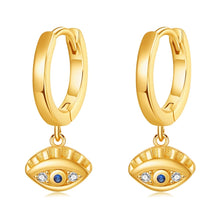Load image into Gallery viewer, Eye Shaped Evil Eye Hoop Earrings - EarringsRose Gold