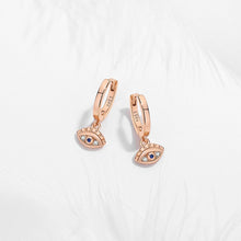 Load image into Gallery viewer, Eye Shaped Evil Eye Hoop Earrings - EarringsRose Gold