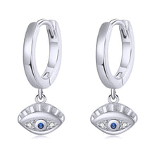 Load image into Gallery viewer, Eye Shaped Evil Eye Hoop Earrings - EarringsSilver