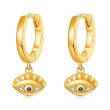 Load image into Gallery viewer, Eye Shaped Evil Eye Hoop Earrings - EarringsGold