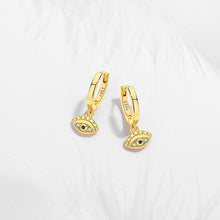 Load image into Gallery viewer, Eye Shaped Evil Eye Hoop Earrings - EarringsRose Gold