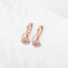 Load image into Gallery viewer, Eye Shaped Evil Eye Hoop Earrings - EarringsRose Gold