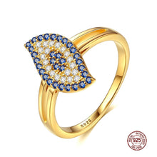 Load image into Gallery viewer, Eye Shaped Evil Eye Silver Cluster Ring - Ring6