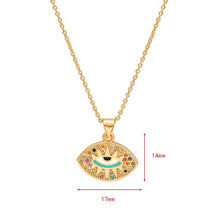 Load image into Gallery viewer, Eye Shaped Evil Eye with Colourful Stones Pendant Necklace - Jewellery