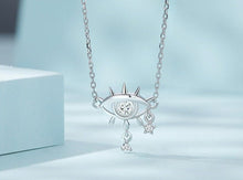 Load image into Gallery viewer, Eye Shaped Evil Eye with Star Charm Silver Necklace - Necklace