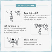Load image into Gallery viewer, Eye Shaped Evil Eye with Star Charm Silver Necklace - Necklace