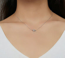 Load image into Gallery viewer, Eye Shaped Evil Eye with Star Charm Silver Necklace - Necklace