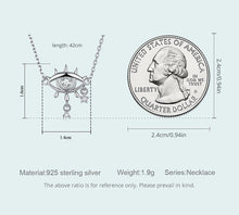 Load image into Gallery viewer, Eye Shaped Evil Eye with Star Charm Silver Necklace - Necklace