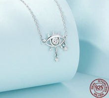 Load image into Gallery viewer, Eye Shaped Evil Eye with Star Charm Silver Necklace - Necklace