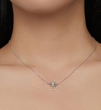 Load image into Gallery viewer, Eye Shaped Evil Eye with Star Charm Silver Necklace - Necklace