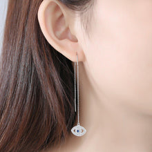 Load image into Gallery viewer, Eye Shaped Evil Eyes Silver Threader Earrings - EarringsEye Shaped Evil Eyes