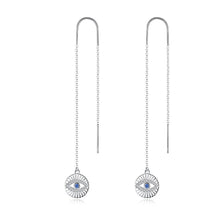 Load image into Gallery viewer, Eye Shaped Evil Eyes Silver Threader Earrings - EarringsCircular Evil Eyes