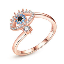Load image into Gallery viewer, Eye with Lashes Shaped Evil Eye Silver Ring - RingRose Gold