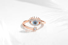Load image into Gallery viewer, Eye with Lashes Shaped Evil Eye Silver Ring - RingRose Gold