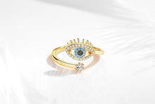 Load image into Gallery viewer, Eye with Lashes Shaped Evil Eye Silver Ring - RingRose Gold