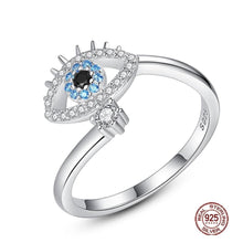 Load image into Gallery viewer, Eye with Lashes Shaped Evil Eye Silver Ring - RingSilver