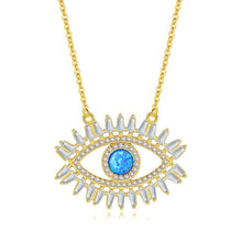 Load image into Gallery viewer, Eyes with Eyelashes Shaped Evil Eye Silver Necklaces - NecklaceGold