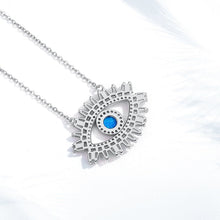 Load image into Gallery viewer, Eyes with Eyelashes Shaped Evil Eye Silver Necklaces - NecklaceGold
