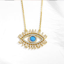 Load image into Gallery viewer, Eyes with Eyelashes Shaped Evil Eye Silver Necklaces - NecklaceGold