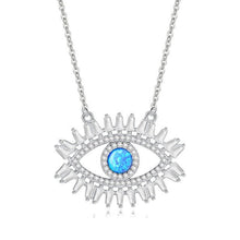 Load image into Gallery viewer, Eyes with Eyelashes Shaped Evil Eye Silver Necklaces - NecklaceSilver