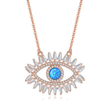 Load image into Gallery viewer, Eyes with Eyelashes Shaped Evil Eye Silver Necklaces - NecklaceRose Gold