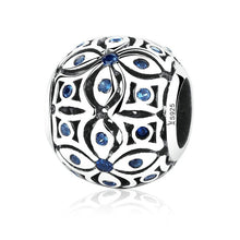 Load image into Gallery viewer, Flower Design Spherical Silver Evil Eye Charm Bead - Charm Bead