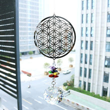 Load image into Gallery viewer, Flower of Life Themed Wall Hanging with Multicolor Suncatcher Crystals - Wall Hanging