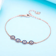 Load image into Gallery viewer, Four Evil Eyes Silver Bracelets - BraceletRose Gold