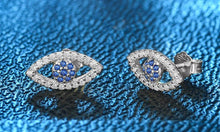 Load image into Gallery viewer, Gold Colored Blue and White Stone Evil Eye Silver Stud Earrings - EarringsSilver