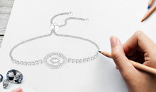 Load image into Gallery viewer, Gold Colored Blue Stone Evil Eye Silver Bracelet - BraceletGold - Style 2