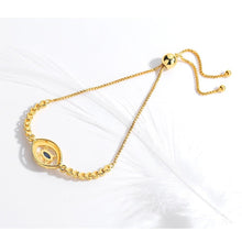 Load image into Gallery viewer, Gold Colored Blue Stone Evil Eye Silver Bracelet - BraceletGold - Style 2