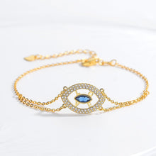 Load image into Gallery viewer, Gold Colored Blue Stone Evil Eye Silver Bracelet - BraceletGold - Style 2
