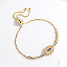 Load image into Gallery viewer, Gold Colored Blue Stone Evil Eye Silver Bracelet - BraceletGold - Style 1