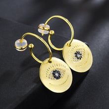 Load image into Gallery viewer, Gold Colored Chunky Evil Eye Silver Earrings - Earrings