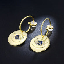 Load image into Gallery viewer, Gold Colored Chunky Evil Eye Silver Earrings - Earrings