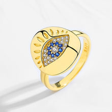 Load image into Gallery viewer, Gold Colored Chunky Evil Eye Silver Ring - Ring6