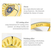 Load image into Gallery viewer, Gold Colored Chunky Evil Eye Silver Ring - Ring6