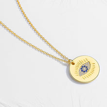 Load image into Gallery viewer, Gold Coloured Circular Evil Eye Silver Necklace - Necklace