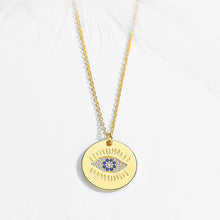 Load image into Gallery viewer, Gold Coloured Circular Evil Eye Silver Necklace - Necklace