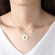 Load image into Gallery viewer, Gold Coloured Circular Hamsa Hand Silver Necklace - Necklace