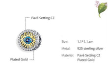 Load image into Gallery viewer, Gold with Blue Stone Evil Eye Silver Charm Bead - Charm Bead