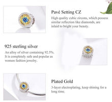 Load image into Gallery viewer, Gold with Blue Stone Evil Eye Silver Charm Bead - Charm Bead
