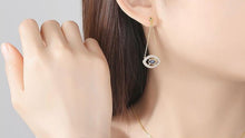 Load image into Gallery viewer, Golden Colored Evil Eye Silver Dangle Earrings - Earrings
