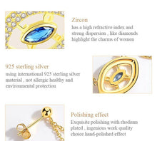 Load image into Gallery viewer, Golden Colored Evil Eye Silver Dangle Earrings - Earrings
