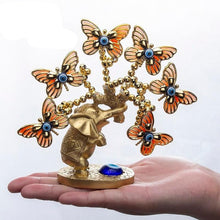 Load image into Gallery viewer, Golden Elephant and Butterflies with Evil Eyes Desktop Ornament - Ornament