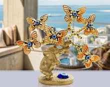 Load image into Gallery viewer, Golden Elephant and Butterflies with Evil Eyes Desktop Ornament - Ornament
