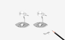 Load image into Gallery viewer, Golden Heart Evil Eye Silver Drop Earrings - Earrings