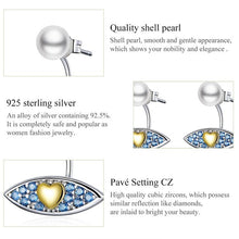 Load image into Gallery viewer, Golden Heart Evil Eye Silver Drop Earrings - Earrings