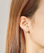 Load image into Gallery viewer, Golden Heart Evil Eye Silver Drop Earrings - Earrings